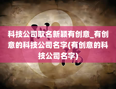 科技公司取名新颖有创意_有创意的科技公司名字(有创意的科技公司名字)