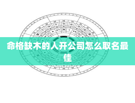 命格缺木的人开公司怎么取名最佳