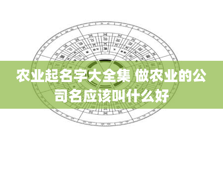 农业起名字大全集 做农业的公司名应该叫什么好