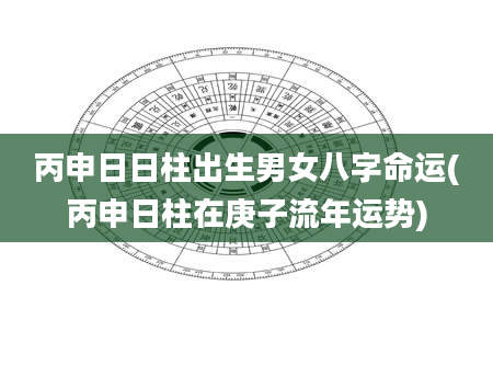 丙申日日柱出生男女八字命运(丙申日柱在庚子流年运势)