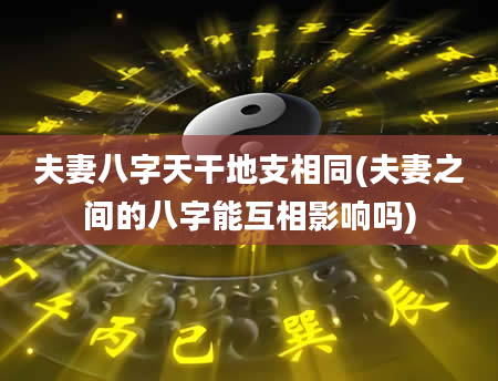 夫妻八字天干地支相同(夫妻之间的八字能互相影响吗)