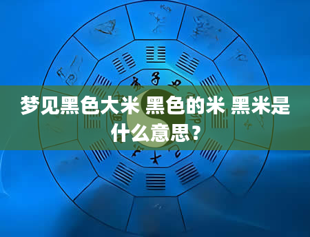 梦见黑色大米 黑色的米 黑米是什么意思？