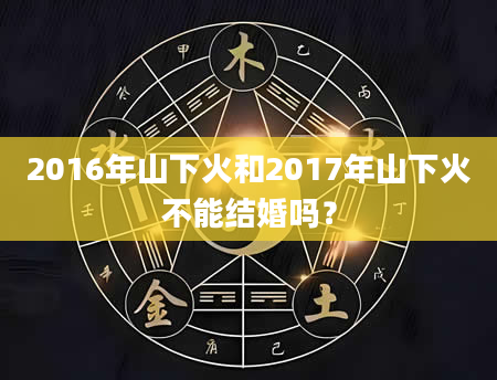 2016年山下火和2017年山下火不能结婚吗？