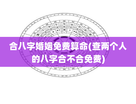 合八字婚姻免费算命(查两个人的八字合不合免费)