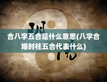 合八字五合是什么意思(八字合婚时柱五合代表什么)