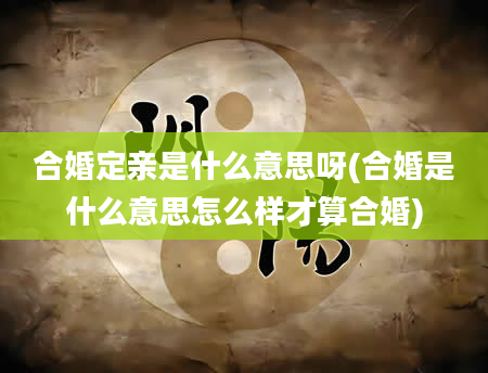 合婚定亲是什么意思呀(合婚是什么意思怎么样才算合婚)