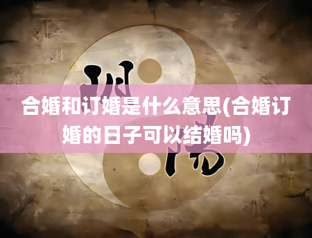 合婚和订婚是什么意思(合婚订婚的日子可以结婚吗)