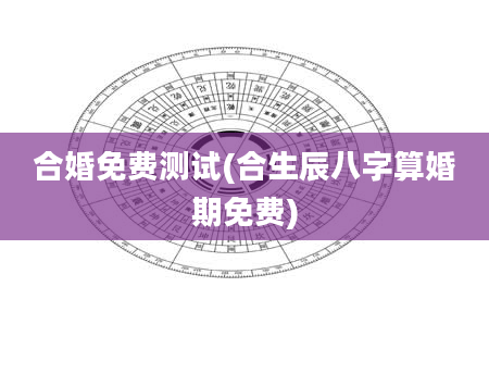 合婚免费测试(合生辰八字算婚期免费)