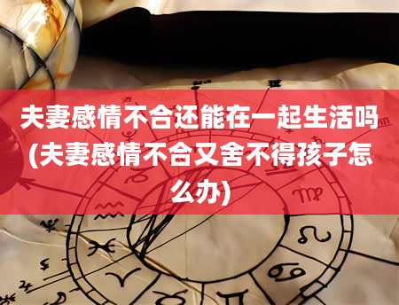 夫妻感情不合还能在一起生活吗(夫妻感情不合又舍不得孩子怎么办)