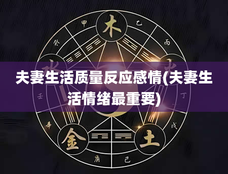 夫妻生活质量反应感情(夫妻生活情绪最重要)