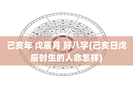 己亥年 戊辰月 好八字(己亥日戊辰时生的人命怎样)