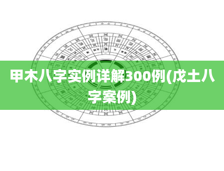 甲木八字实例详解300例(戊土八字案例)