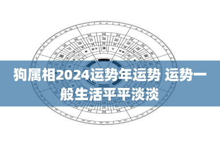 狗属相2024运势年运势 运势一般生活平平淡淡
