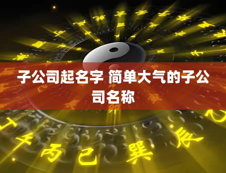 子公司起名字 简单大气的子公司名称