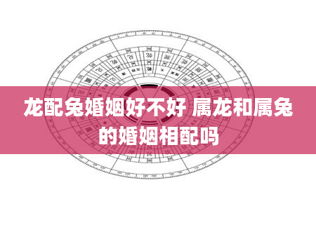 龙配兔婚姻好不好 属龙和属兔的婚姻相配吗