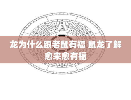 龙为什么跟老鼠有福 鼠龙了解愈来愈有福