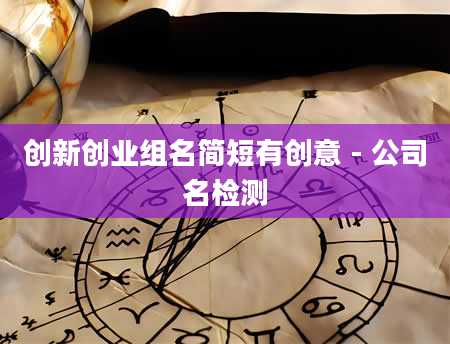 创新创业组名简短有创意 - 公司名检测