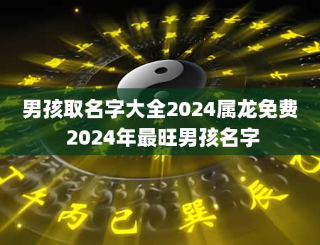男孩取名字大全2024属龙免费 2024年最旺男孩名字