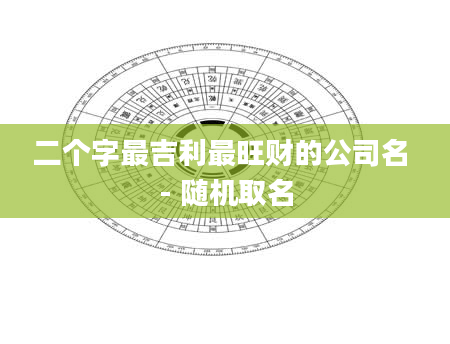 二个字最吉利最旺财的公司名 - 随机取名