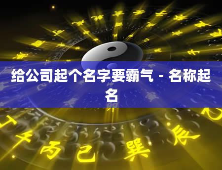 给公司起个名字要霸气 - 名称起名