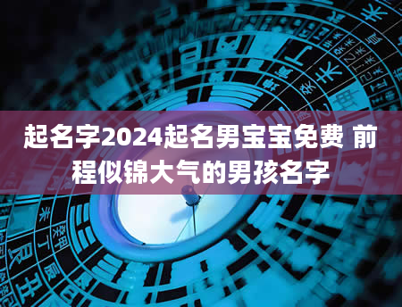 起名字2024起名男宝宝免费 前程似锦大气的男孩名字