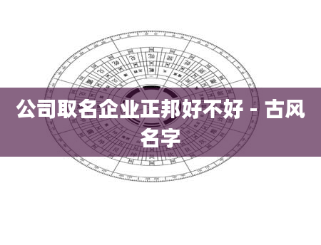 公司取名企业正邦好不好 - 古风名字