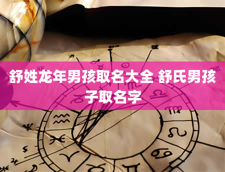 舒姓龙年男孩取名大全 舒氏男孩子取名字