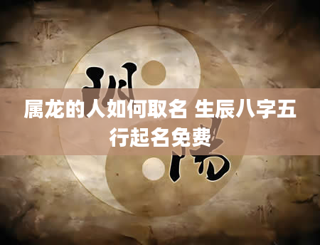 属龙的人如何取名 生辰八字五行起名免费