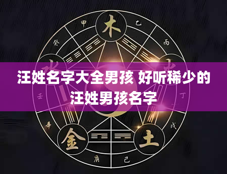 汪姓名字大全男孩 好听稀少的汪姓男孩名字