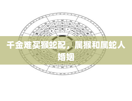 千金难买猴蛇配，属猴和属蛇人婚姻