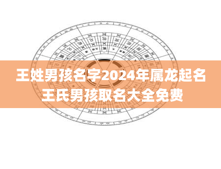 王姓男孩名字2024年属龙起名 王氏男孩取名大全免费