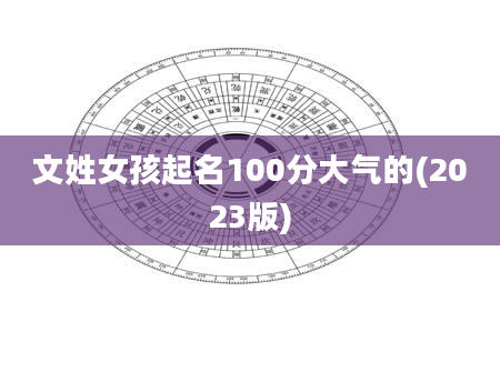 文姓女孩起名100分大气的(2023版)