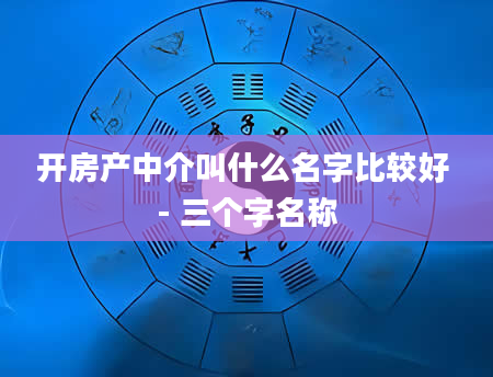 开房产中介叫什么名字比较好 - 三个字名称