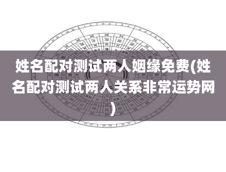 姓名配对测试两人姻缘免费(姓名配对测试两人关系非常运势网)