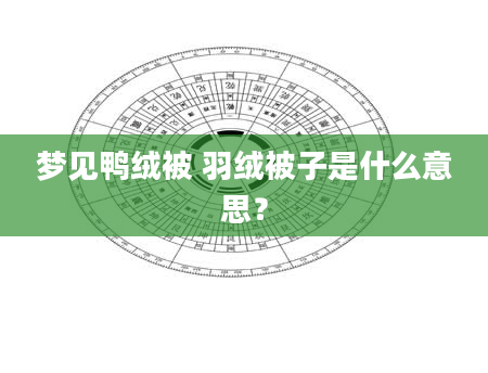 梦见鸭绒被 羽绒被子是什么意思？