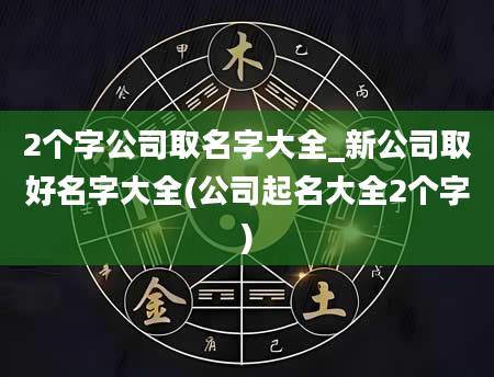 2个字公司取名字大全_新公司取好名字大全(公司起名大全2个字)