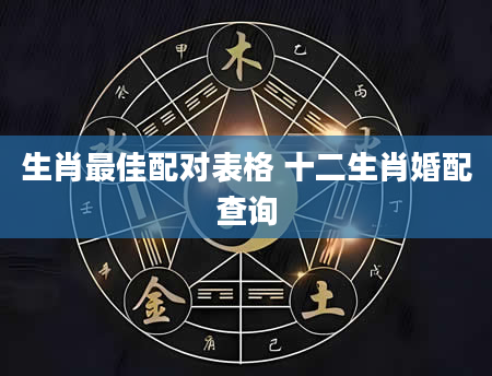 生肖最佳配对表格 十二生肖婚配查询