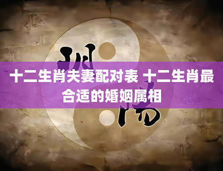 十二生肖夫妻配对表 十二生肖最合适的婚姻属相