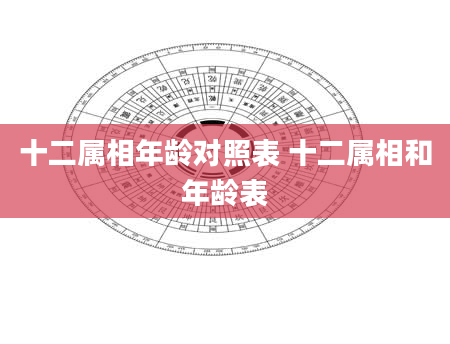 十二属相年龄对照表 十二属相和年龄表