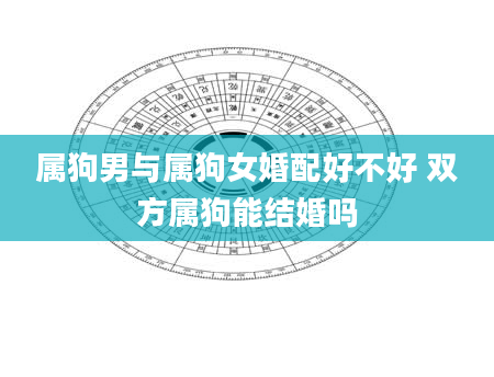 属狗男与属狗女婚配好不好 双方属狗能结婚吗