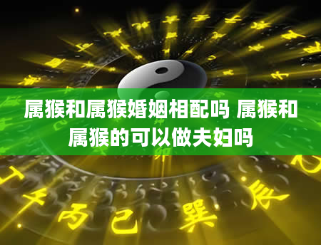 属猴和属猴婚姻相配吗 属猴和属猴的可以做夫妇吗