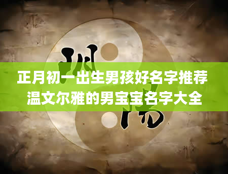 正月初一出生男孩好名字推荐 温文尔雅的男宝宝名字大全