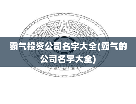 霸气投资公司名字大全(霸气的公司名字大全)