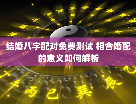 结婚八字配对免费测试 相合婚配的意义如何解析