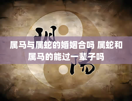 属马与属蛇的婚姻合吗 属蛇和属马的能过一辈子吗