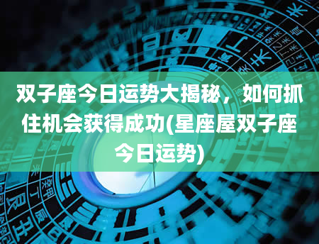 双子座今日运势大揭秘，如何抓住机会获得成功(星座屋双子座今日运势)
