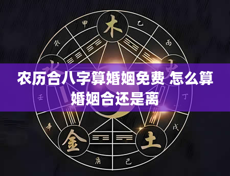 农历合八字算婚姻免费 怎么算婚姻合还是离