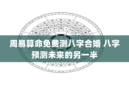 周易算命免费测八字合婚 八字预测未来的另一半