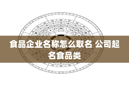 食品企业名称怎么取名 公司起名食品类