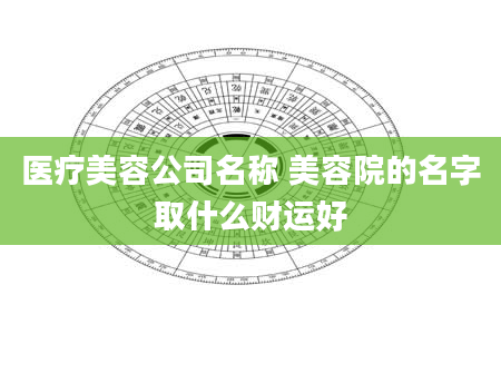 医疗美容公司名称 美容院的名字取什么财运好